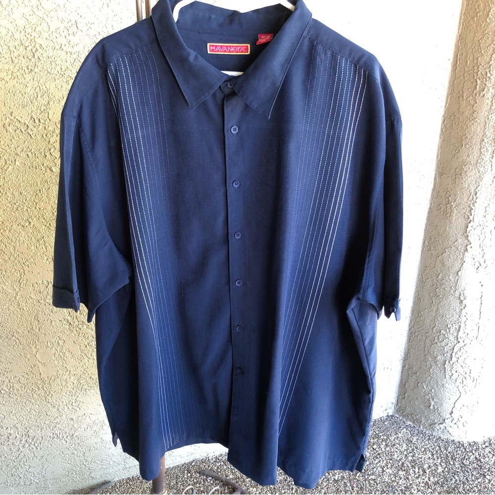 Havanera Blue Button Down Guayabera Style Shirt Size 4X